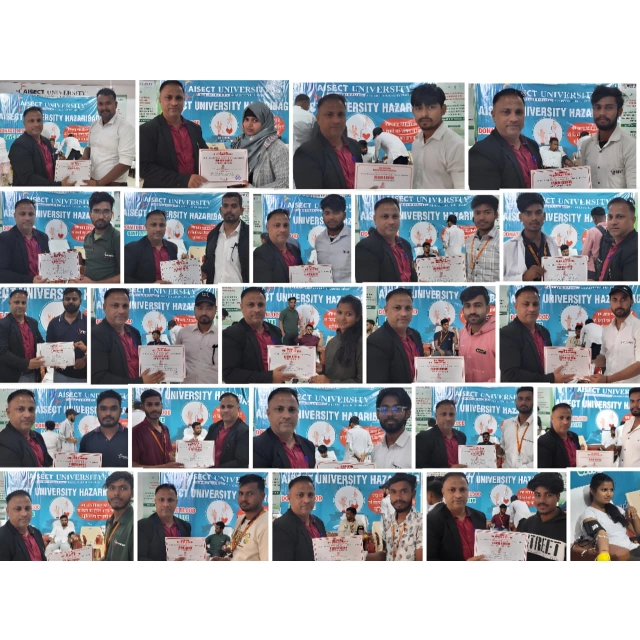 झारखंड स्थापना दिवस के उपलक्ष्य में आईसेक्ट विश्वविद्यालय में रक्तदान शिविर का आयोजन